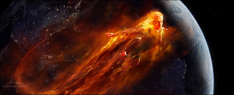 Jean flying off into space.